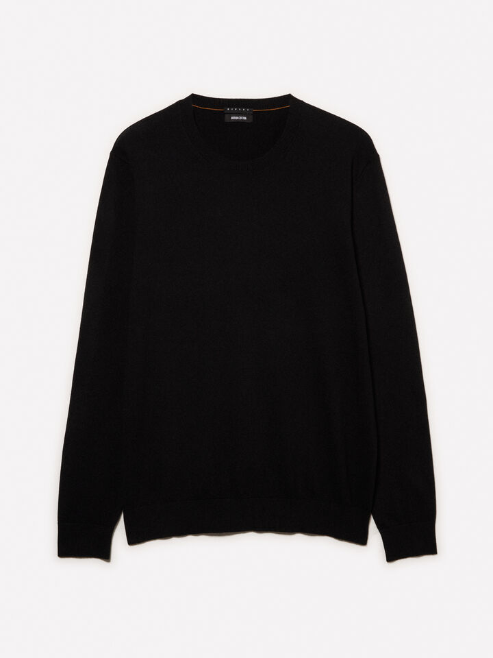 Black crew neck sweater - men's crew neck sweaters - Black | Sisley image number 5